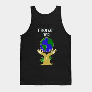 Protect Her Hands Holding Up Globe Tank Top
